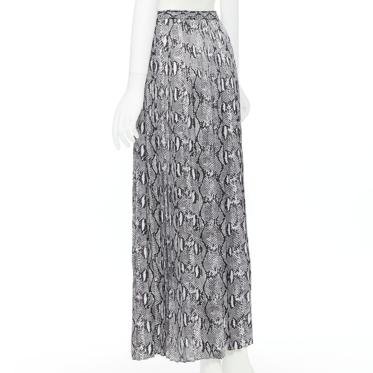 MICHAEL KORS black white python print pleated midi summer skirt XS For Sale  at 1stDibs