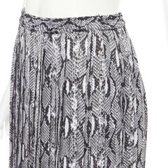 MICHAEL KORS black white scaled leather print pleated midi summer skirt XS