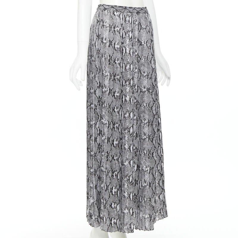 Gray MICHAEL KORS black white scaled leather print pleated midi summer skirt XS For Sale