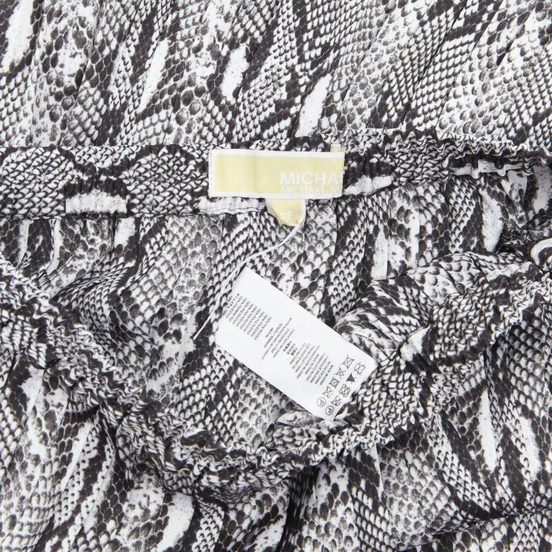 MICHAEL KORS black white scaled leather print pleated midi summer skirt XS For Sale 3