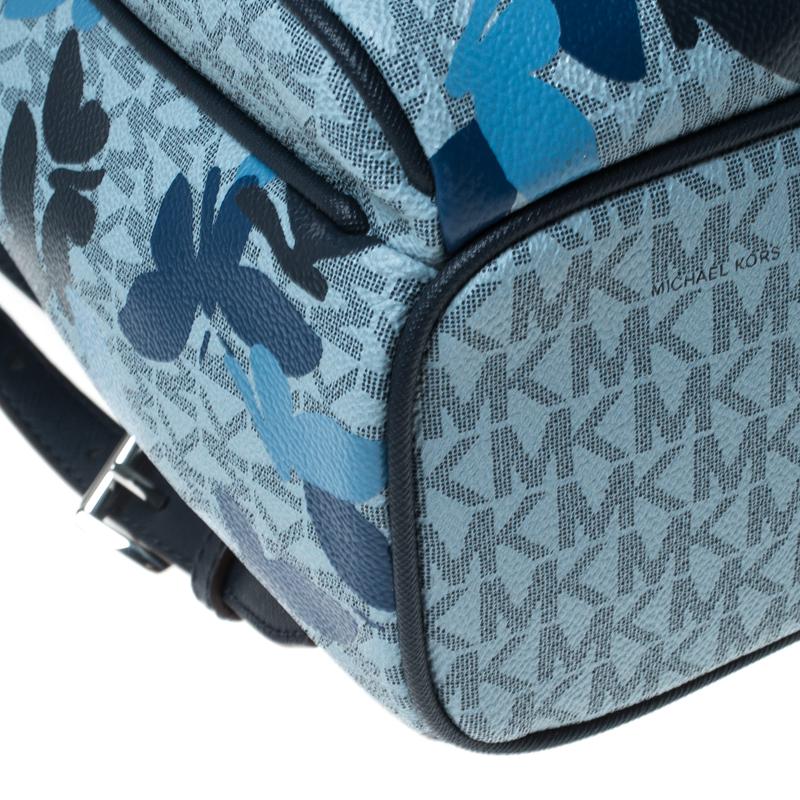Michael Kors Blue Butterfly Monogram Coated Canvas Medium Abbey Backpack