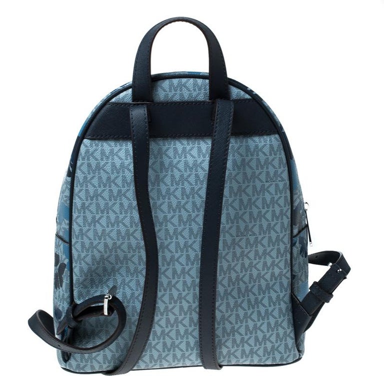 Michael Kors Blue Butterfly Monogram Coated Canvas Medium Abbey Backpack For Sale at 1stdibs