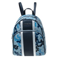 Michael Kors Blue Butterfly Monogram Coated Canvas Medium Abbey Backpack