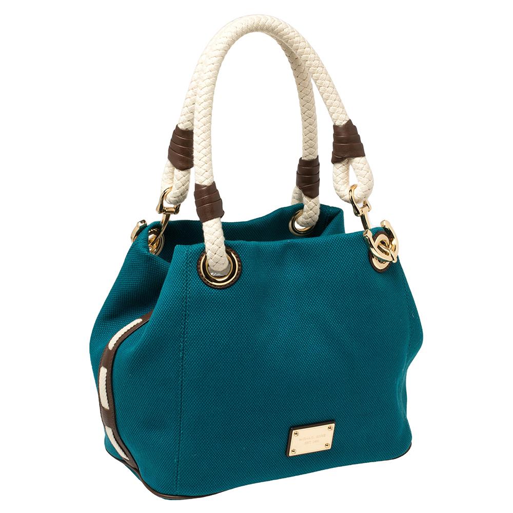 Michael Kors Blue Canvas Marina Grab Tote In Good Condition In Dubai, Al Qouz 2