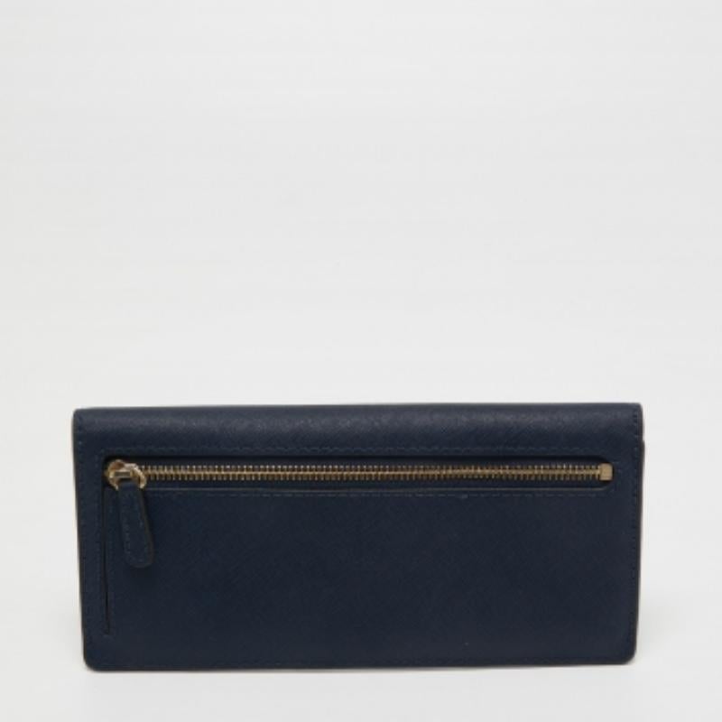Michael Kors - Portefeuille de voyage Jet Set en cuir bleu en vente 2