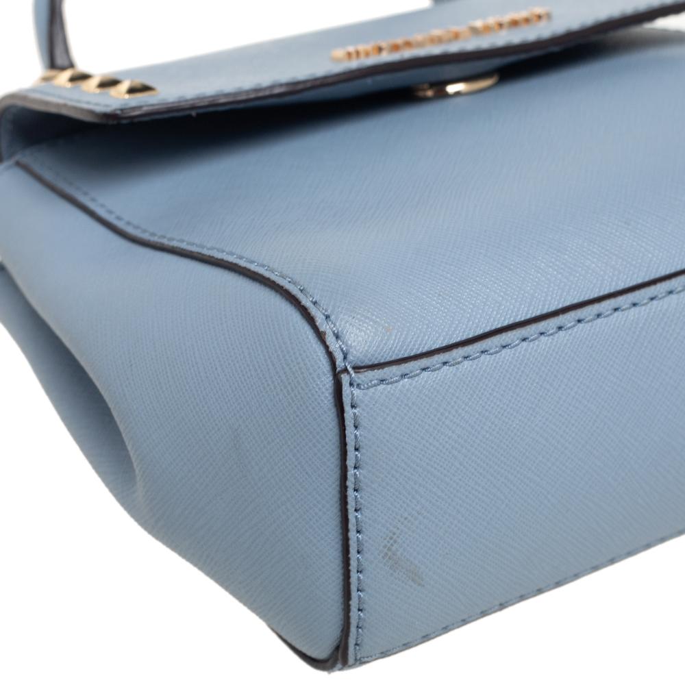 Michael Kors Blaue Mini Karla Top Handle Tasche aus Leder im Zustand „Gut“ im Angebot in Dubai, Al Qouz 2