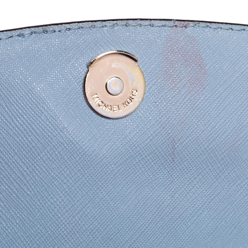 Michael Kors Blaue Mini Karla Top Handle Tasche aus Leder im Angebot 1