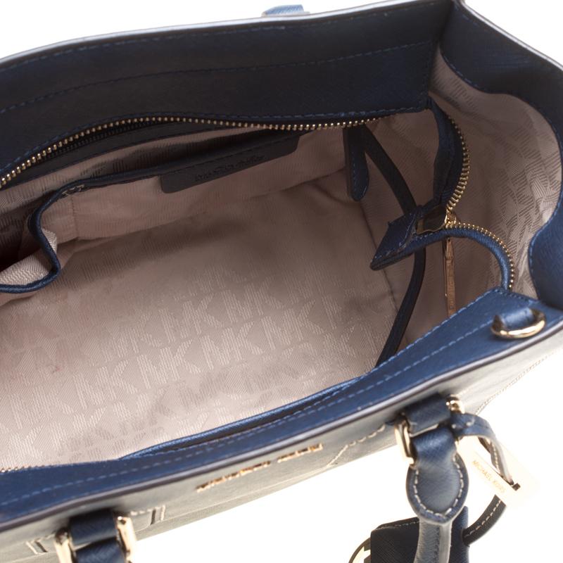 Black Michael Kors Blue Leather Top Handle Bag