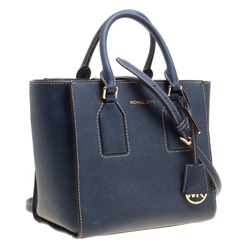 Michael Kors Blue Leather Top Handle Bag In Excellent Condition In Dubai, Al Qouz 2