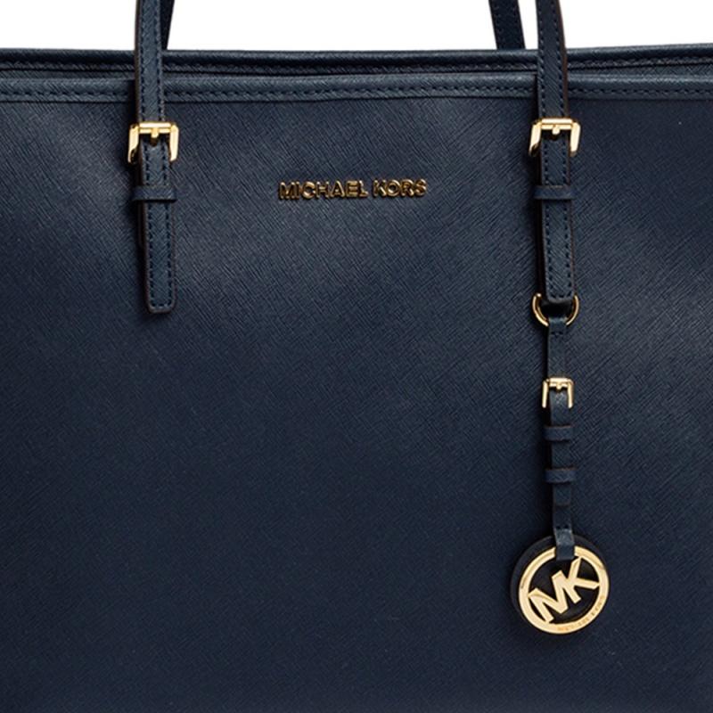 Michael Kors Blue Saffiano Leather Jet Set Travel Tote 3