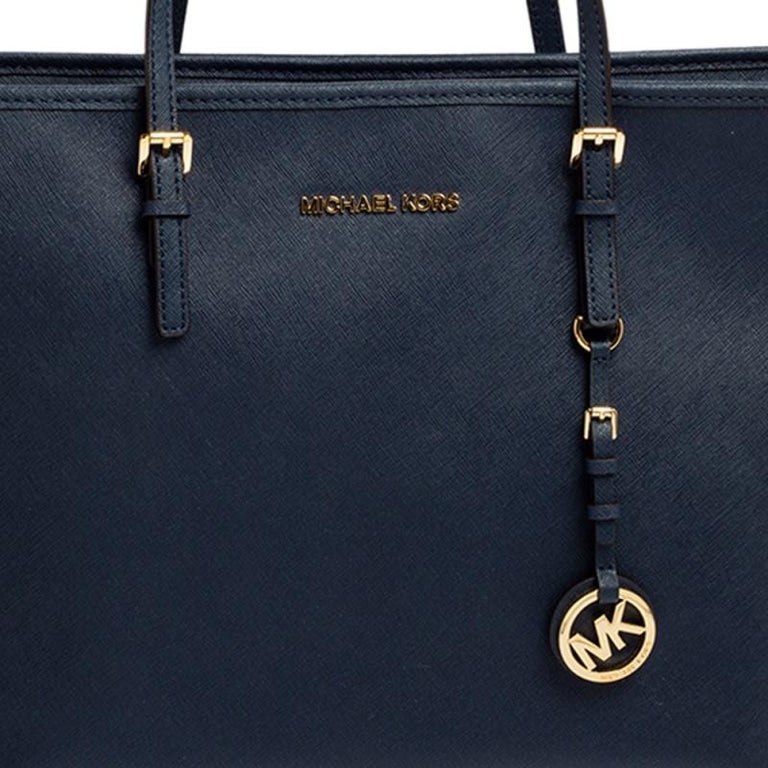 Michael Kors Blue Saffiano Leather Jet Set Travel Tote For Sale at 1stDibs