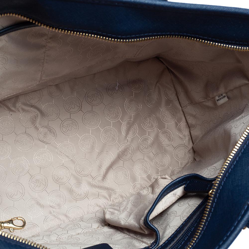 Michael Kors Blue Saffiano Leather Jet Set Travel Tote 1