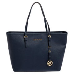 Michael Kors Blue Saffiano Leather Jet Set Travel Tote