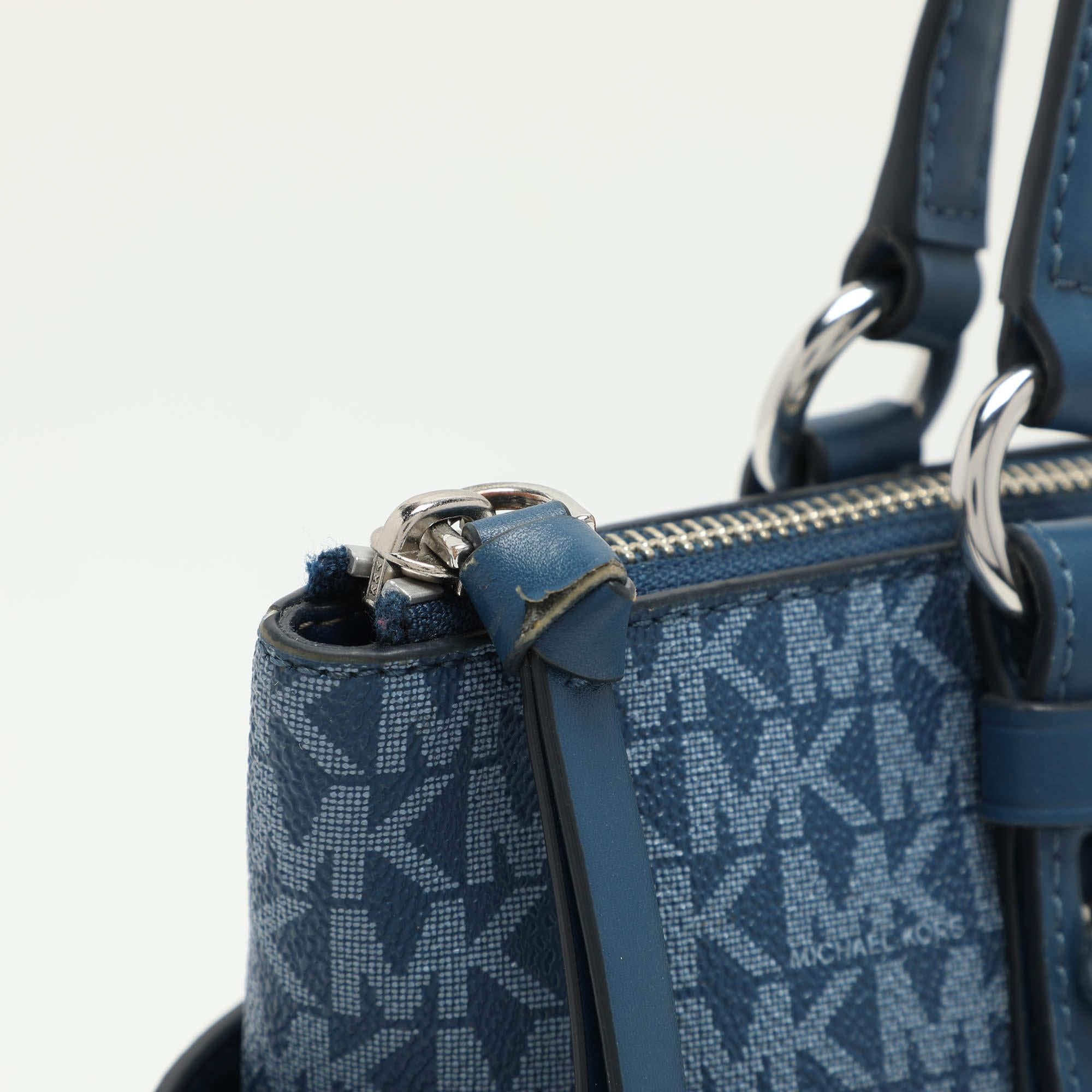 Sacoche Sullivan en toile enduite et cuir Michael Kors Signature bleu Pour femmes en vente