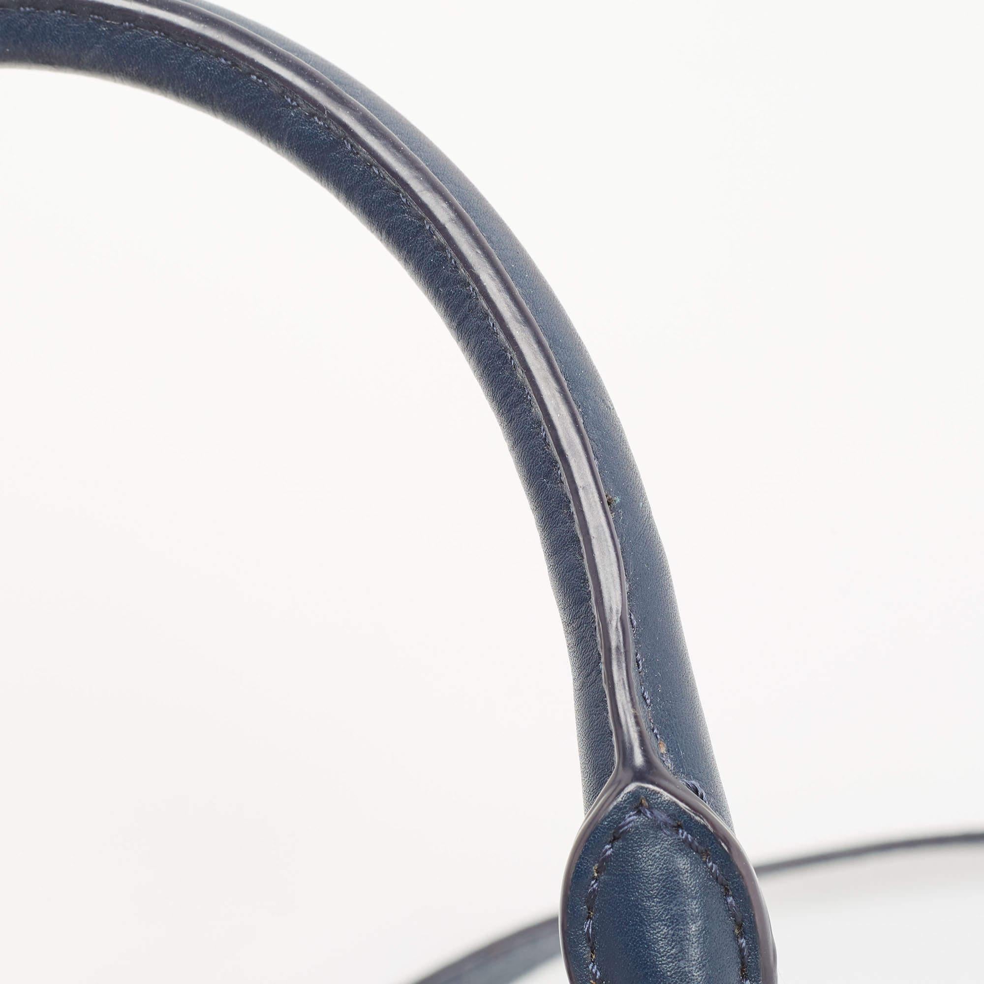 Michael Kors Blau/Weiß Signature Beschichtetes Segeltuch Leder Große Cindy Dome Tasche 1