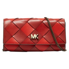 Michael Kors Brick Red/Orange Woven Leather Mott Chain Shoulder Bag