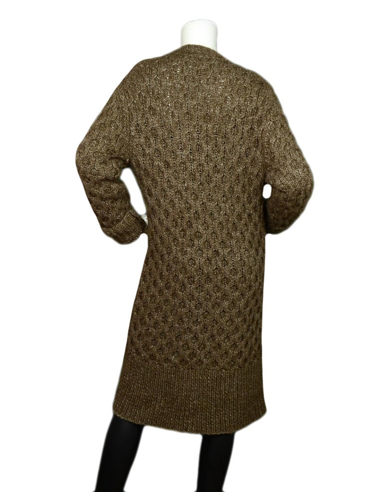 Michael Kors Brown Alpaca Wool Extra Long Knit Sweater Coat sz S For ...