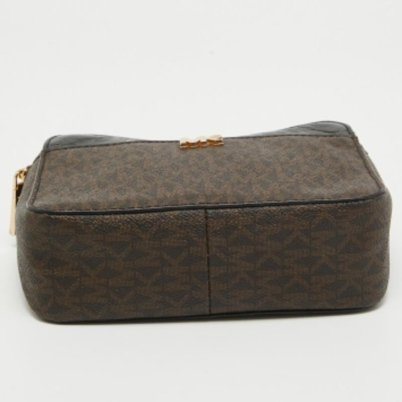 Michael Kors Brown/Black Signature Tasche aus beschichtetem Segeltuch und Leder mit Tragegriff (Schwarz) im Angebot