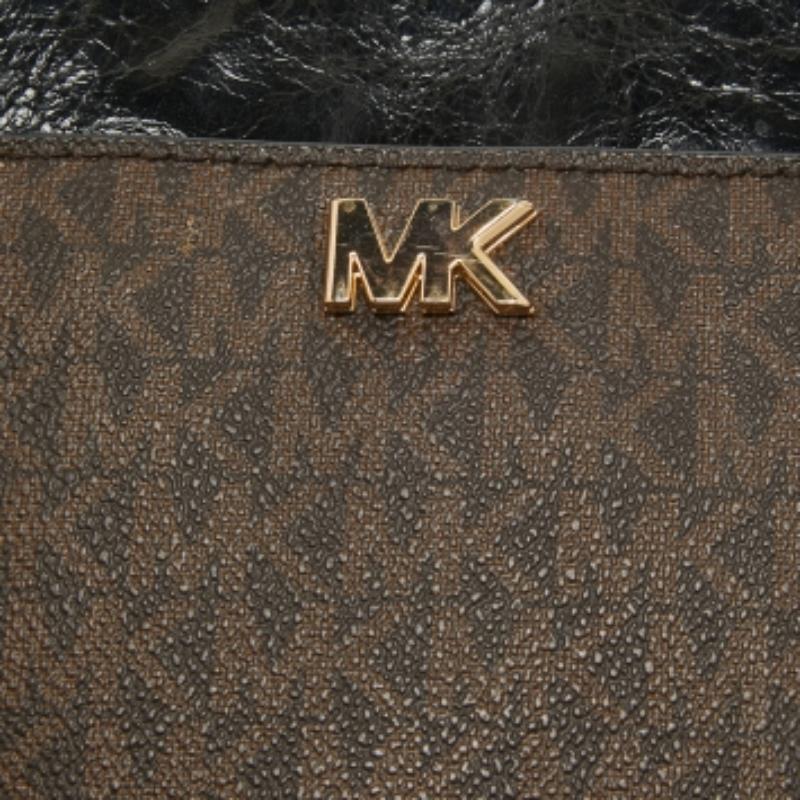 Michael Kors Brown/Black Signature Tasche aus beschichtetem Segeltuch und Leder mit Tragegriff im Angebot 1