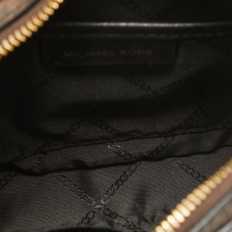 Michael Kors Brown/Black Signature Tasche aus beschichtetem Segeltuch und Leder mit Tragegriff im Angebot 2