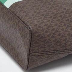 Michael Kors Brown/Green Signature Coated Canvas and Leather Tote