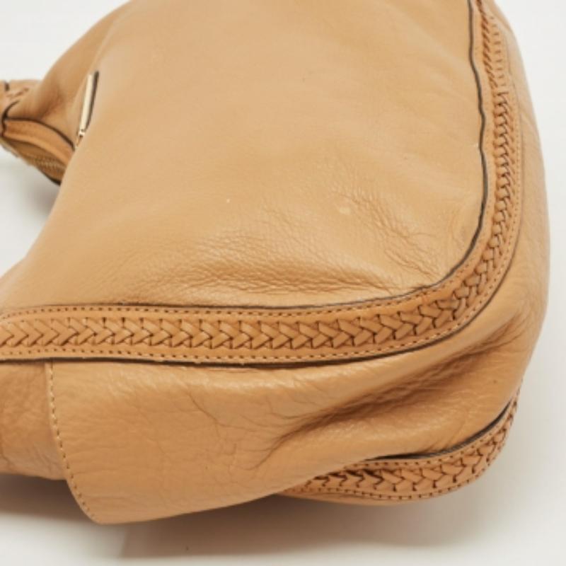 Michael Kors Hobo aus braunem Leder mit geflochtenem Griff Damen im Angebot