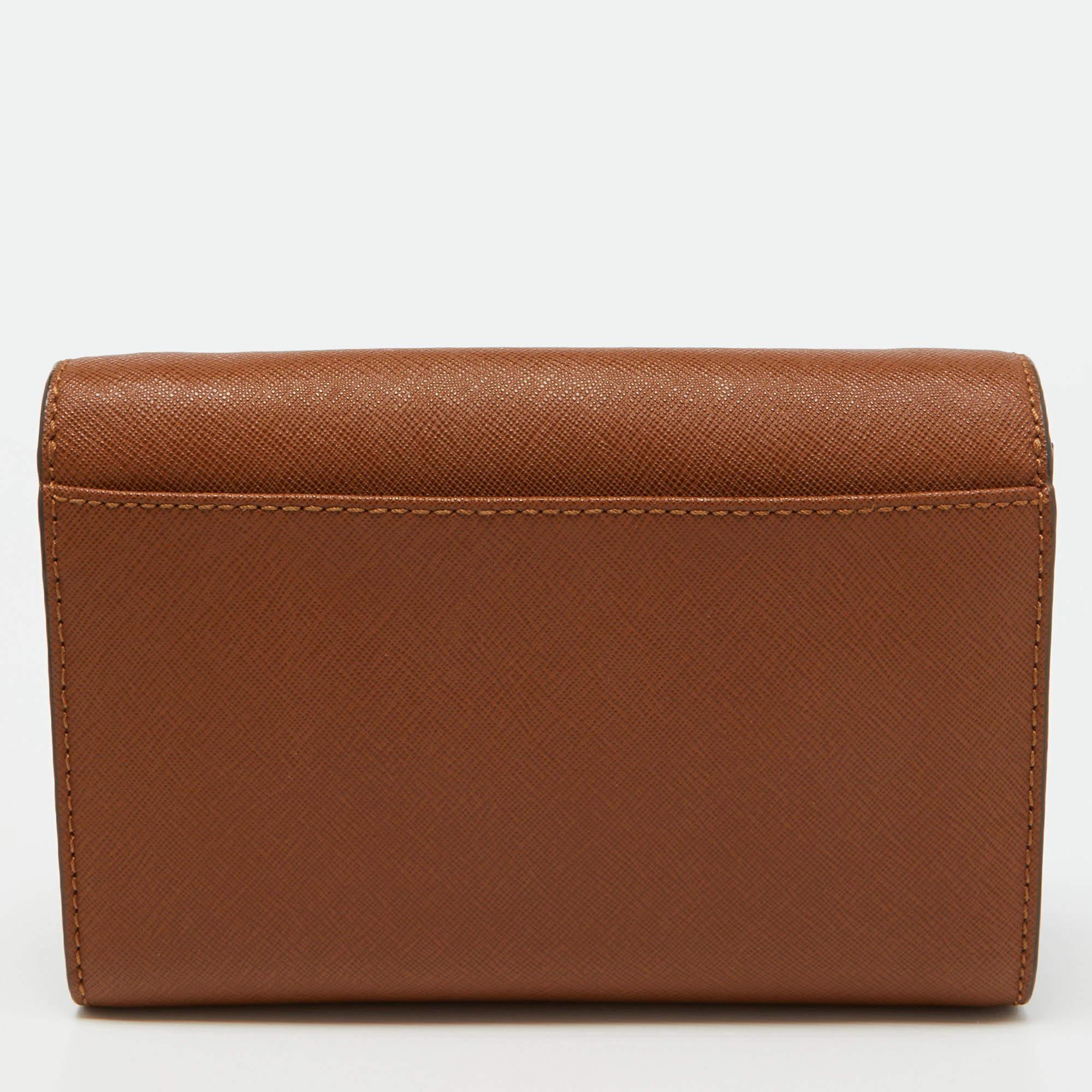 Women's Michael Kors Brown Leather Flap Wallet For Sale