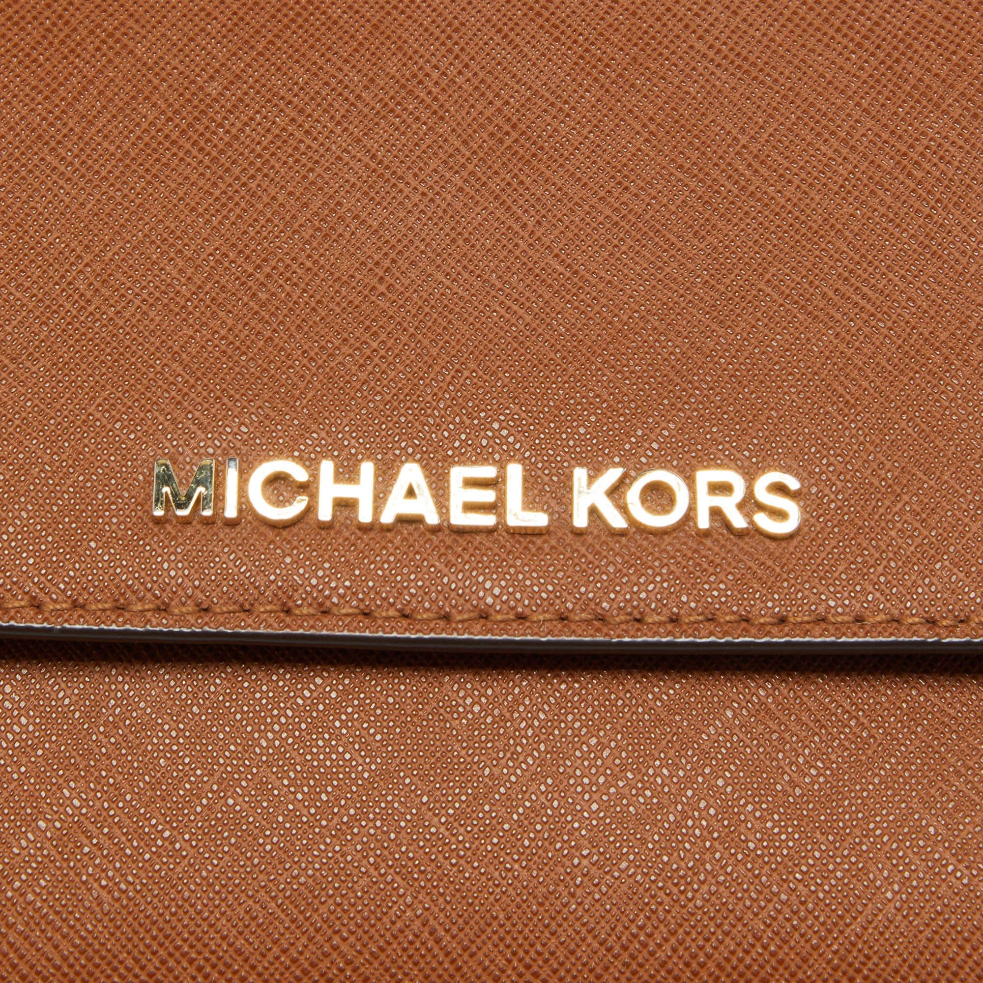 Michael Kors Brown Leather Flap Wallet For Sale 1