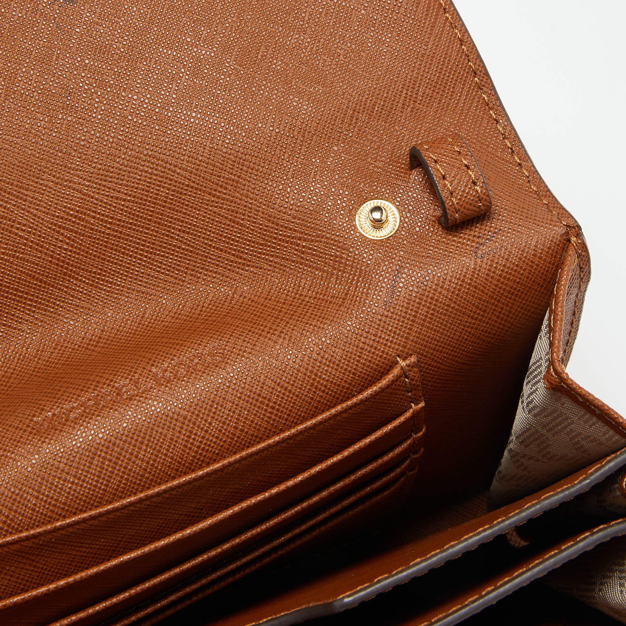 Michael Kors Brown Leather Flap Wallet For Sale 4