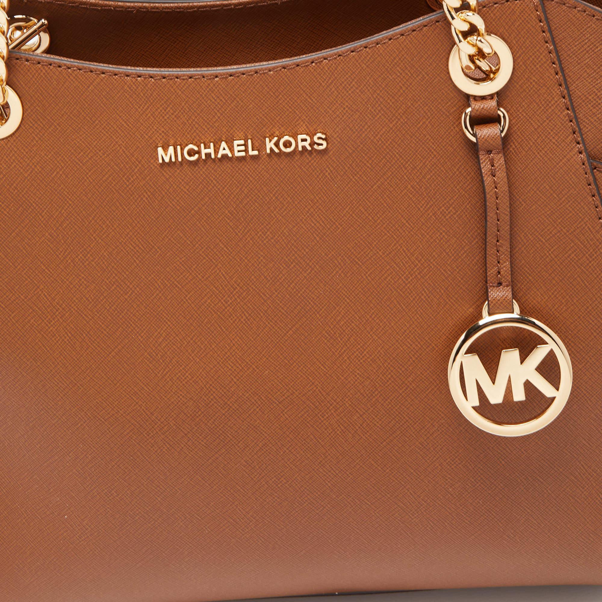 Michael Kors Brown Leather Jet Set Travel Chain Tote 1