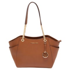 Michael Kors Braunes Leder Jet Set Travel Chain Tote