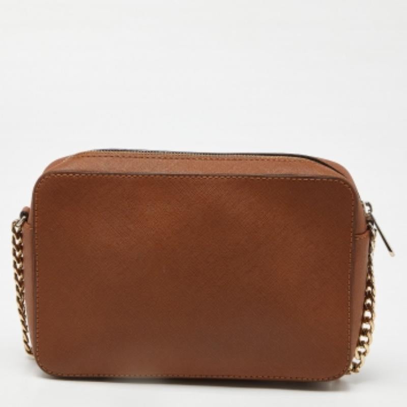 Michael Kors Brown Leder Große East West Jet Set Crossbody Tasche (Braun) im Angebot