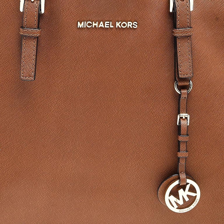 Michael Kors Brown Saffiano Leather Large Jet Set Travel Tote at 1stDibs