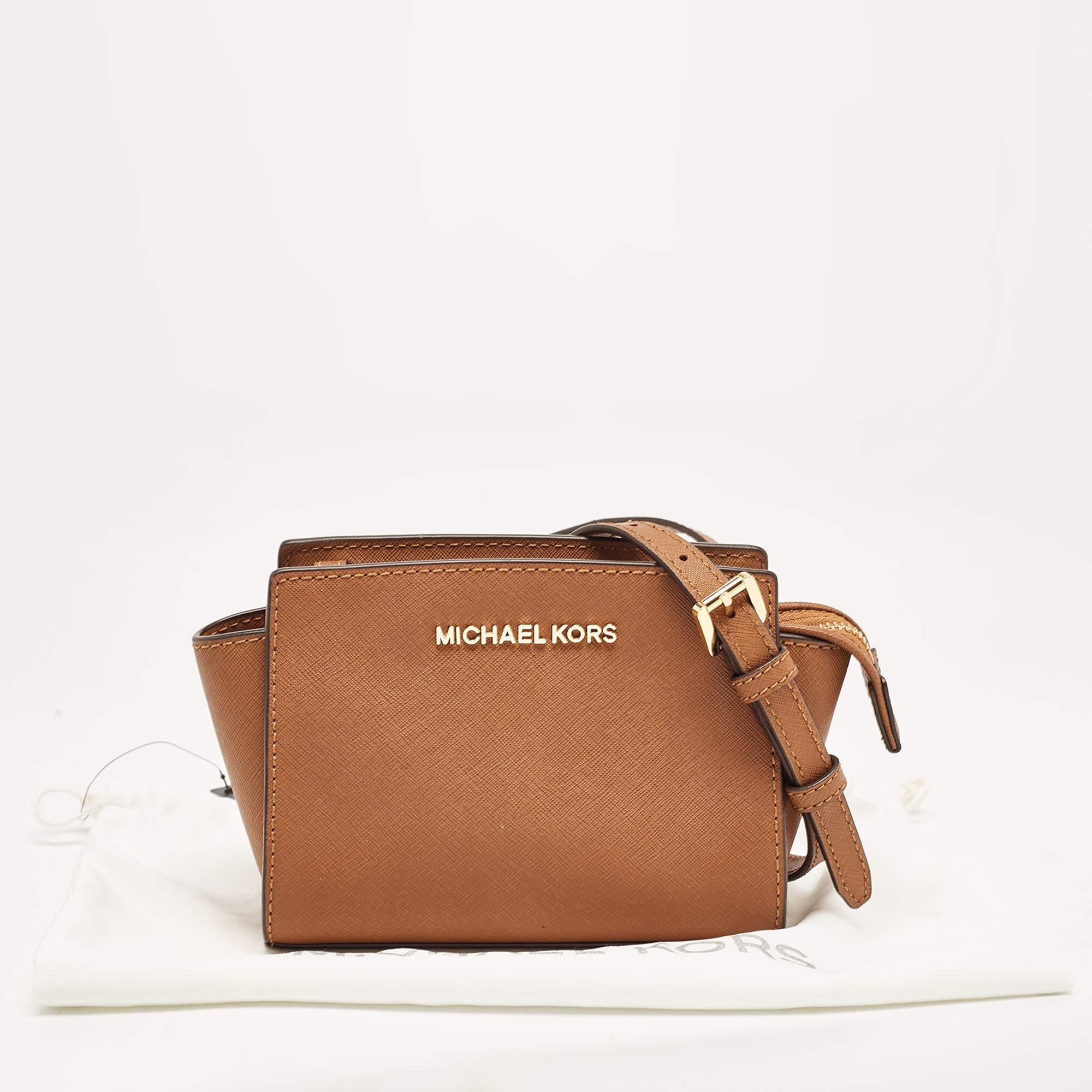 Michael Kors Brown Leather Mini Selma Crossbody Bag 7