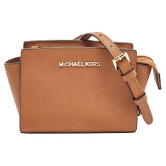 Used Michael Kors Brown Leather Mini Selma Crossbody Bag