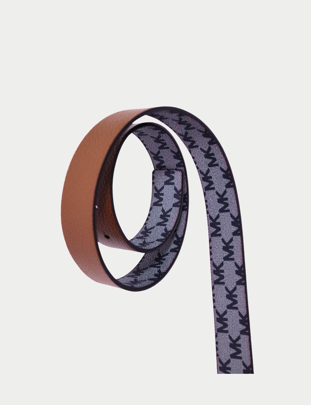 Donna Cintura reversibile in pelle marrone con fibbia dorata con logo MK Circle di Michael Kors in vendita