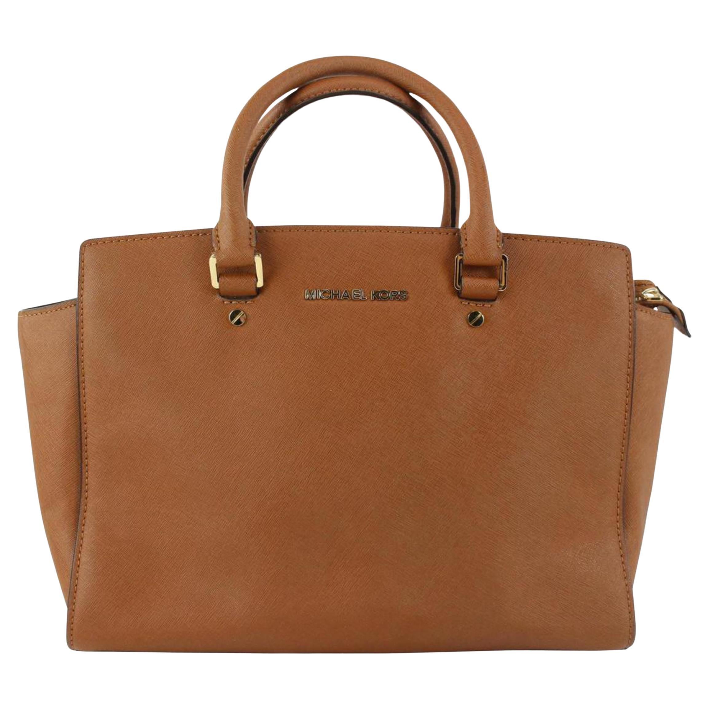 Michael Kors Beige/Brown Woven Straw And Leather Medium Naomi Shoulder