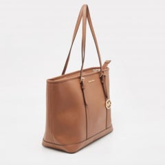 Michael Kors Brown Saffiano Leather Jet Set Travel Tote