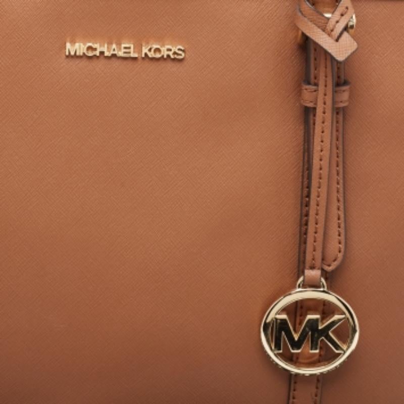 Michael Kors Brown Saffiano Leder Jet Set Reisetasche im Angebot 1