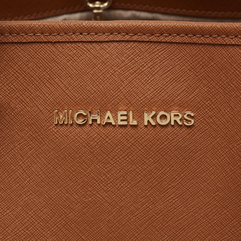 Michael Kors Brown Saffiano Leather Large Jet Set Travel Tote at
