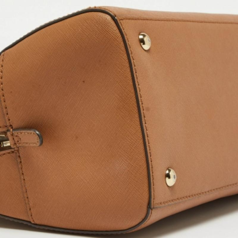Michael Kors Brown Saffiano Leder Logo Satchel im Angebot 2