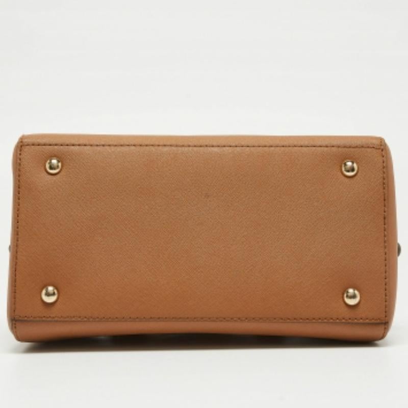 Michael Kors Brown Saffiano Leder Logo Satchel im Angebot 3
