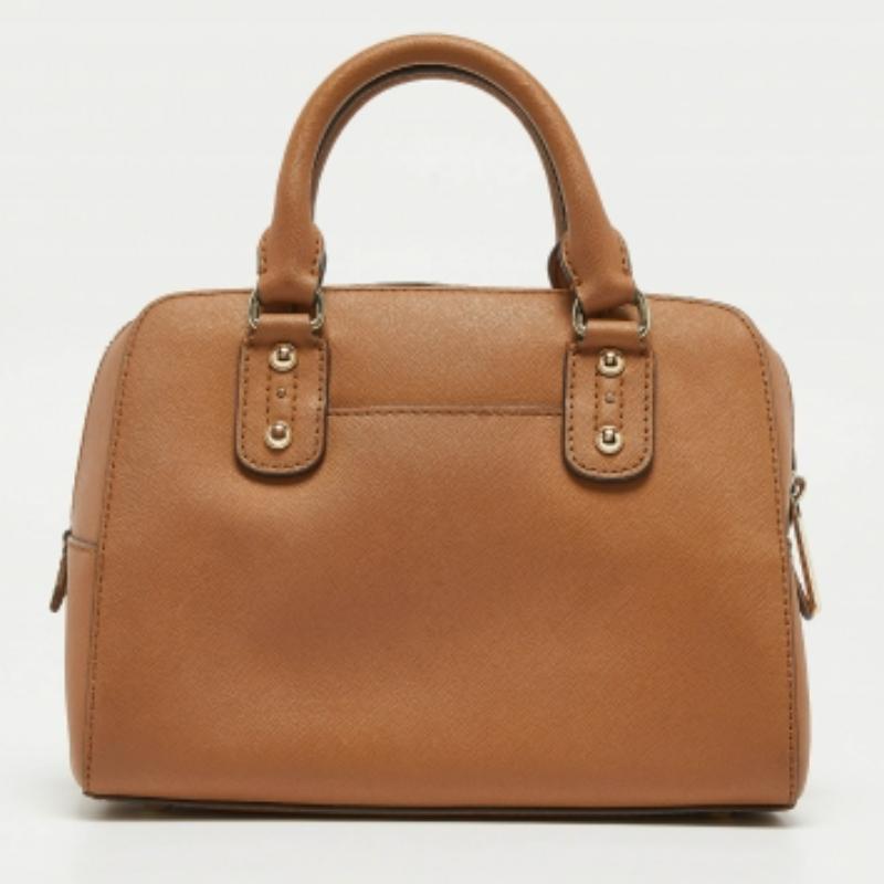 Michael Kors Brown Saffiano Leder Logo Satchel im Angebot 4