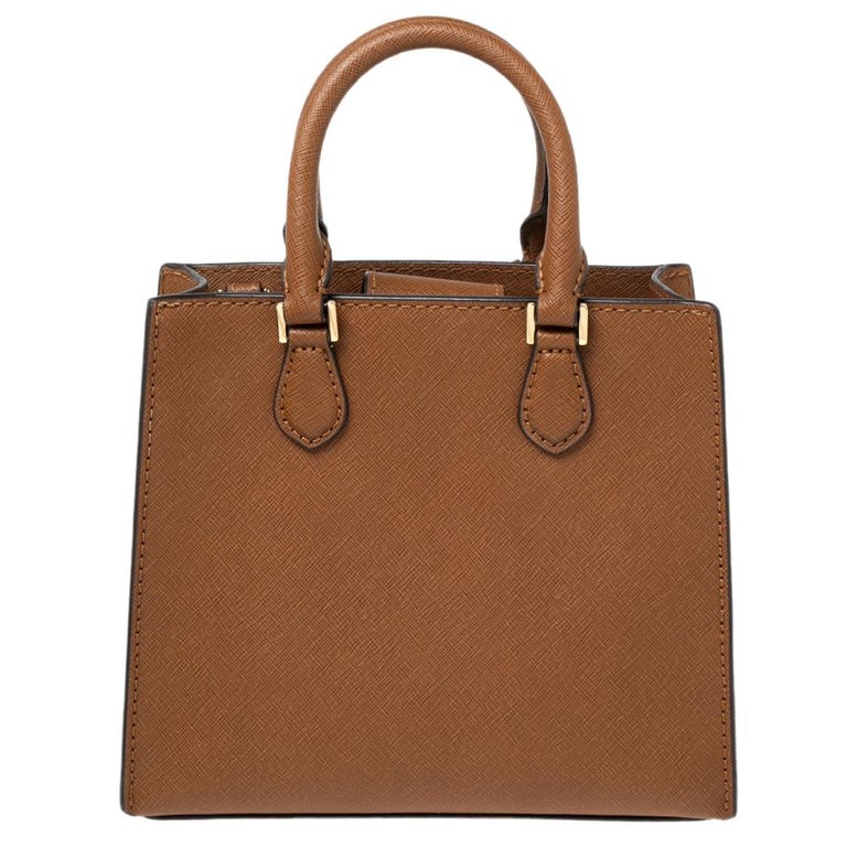 Michael Kors Brown Saffiano Leather Small Bridgette Tote For Sale at 1stDibs