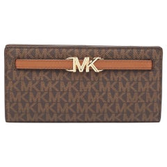 Michael Kors Brown Signature Coated Canvas Large Reed Wallet