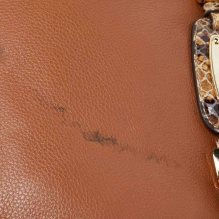 Michael Kors Tote Hamilton de piel de serpiente marrón en relieve en venta 4
