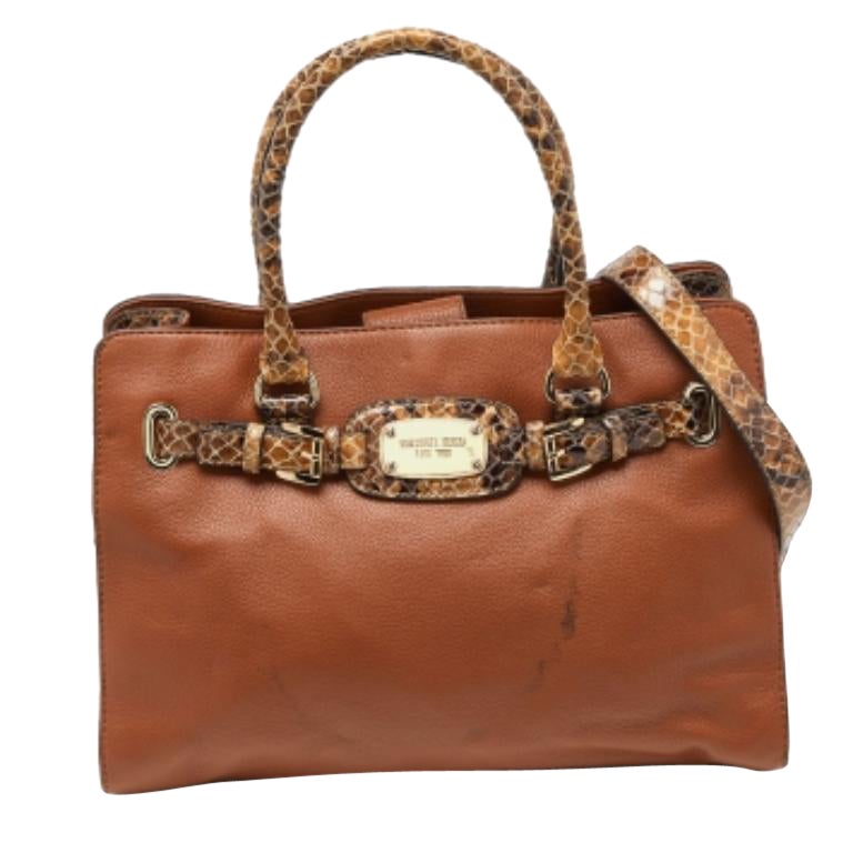 Michael Kors - Tote Hamilton in pelle marrone con stampa a serpente