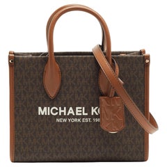 Used Michael Kors Brown/Tan Signature Coated Canvas and Leather Small Mirella Tote