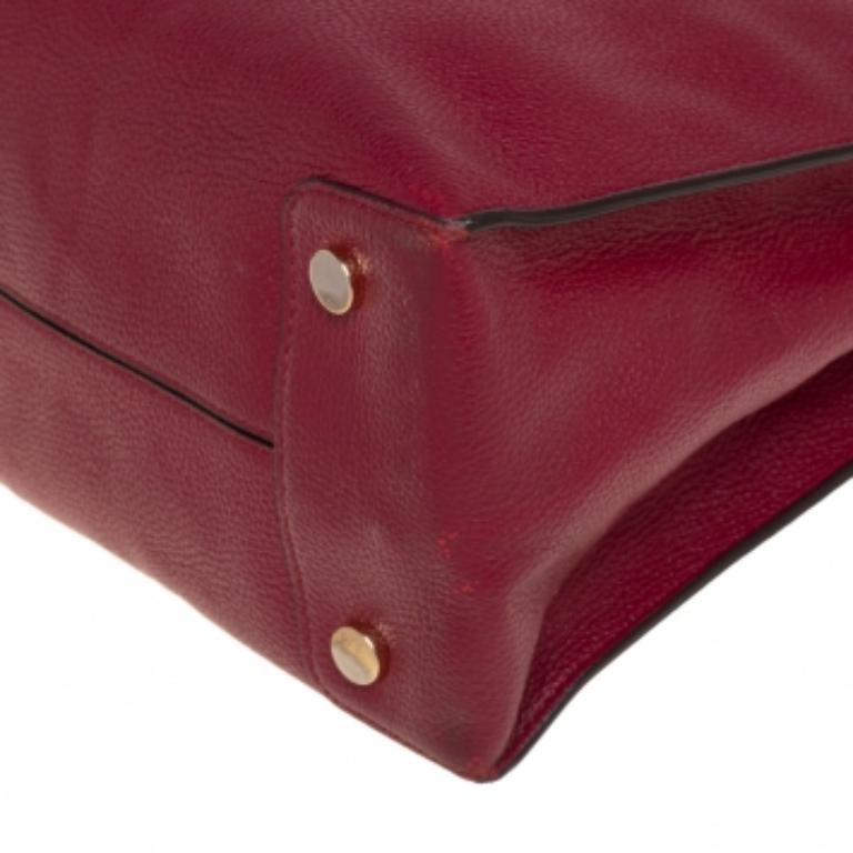 Michael Kors Burgundy Grained Leather Large Mercer Tote For Sale 2