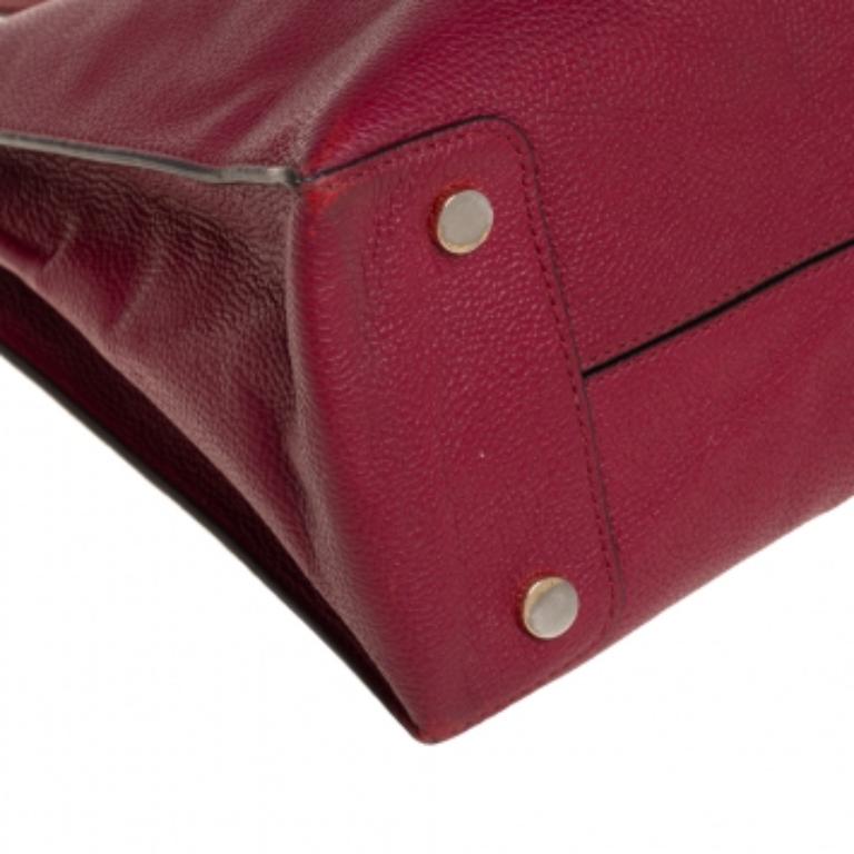 Michael Kors Burgundy Grained Leather Large Mercer Tote For Sale 3